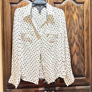 White House Black Market Polka Dot Blouse with Zebra Trim
